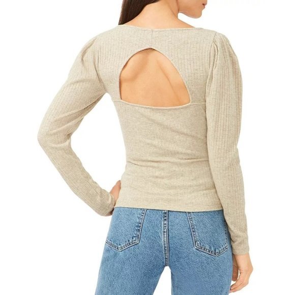 1.STATE Puff Square Neck Back Keyhole Top - Small - Picture 2 of 3